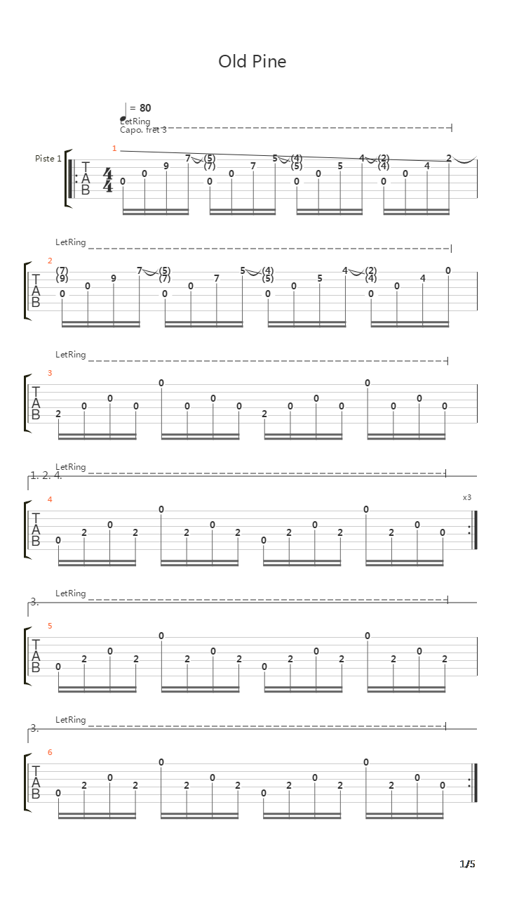 Old Pine吉他谱