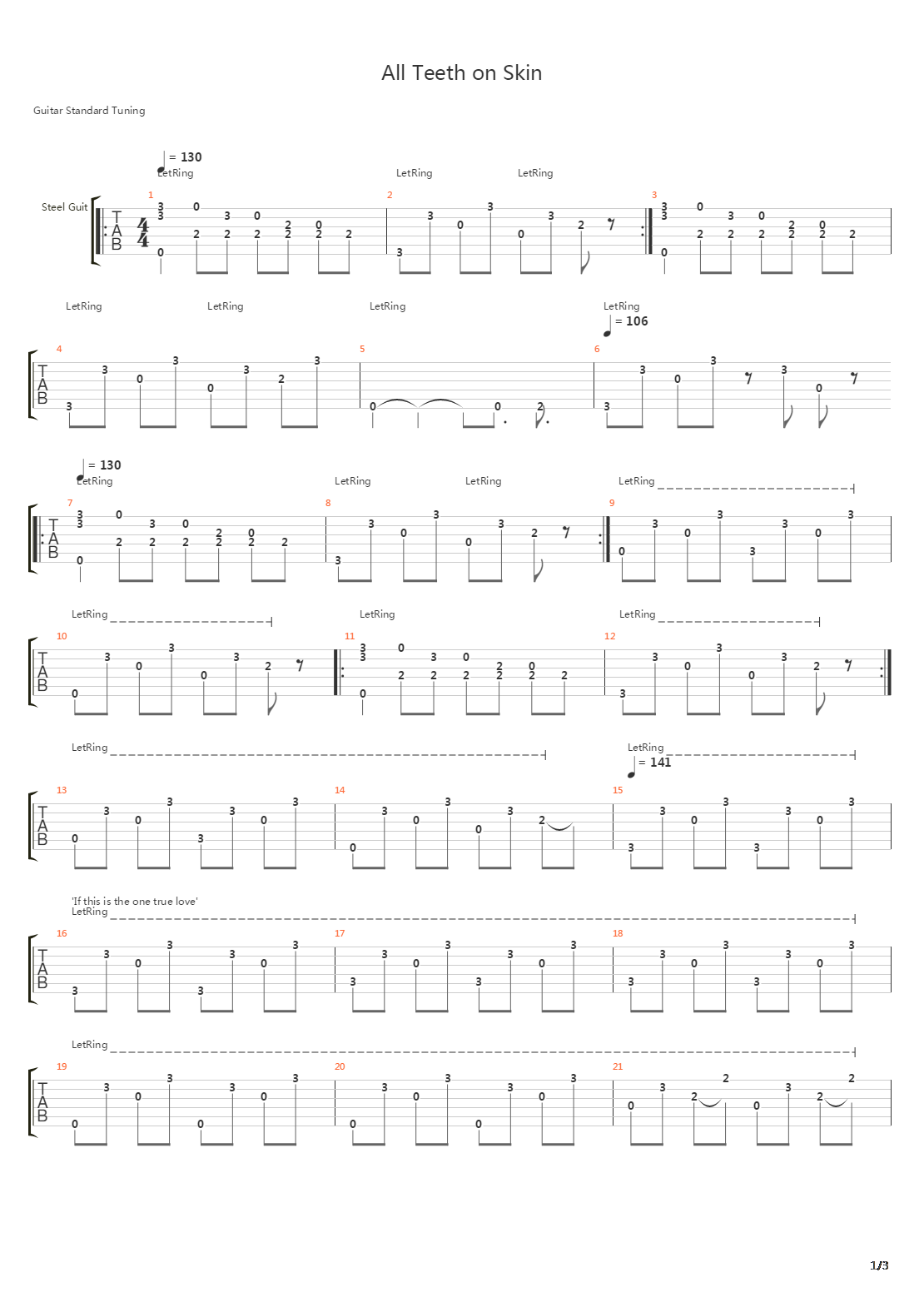 All Teeth On Skin吉他谱