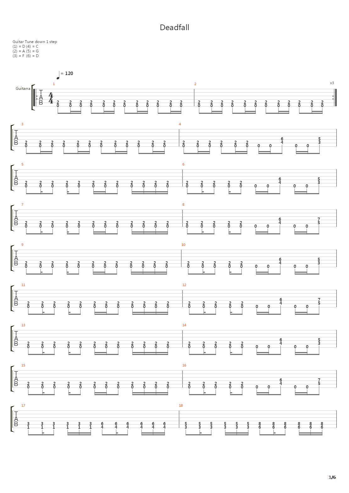 Deadfall吉他谱