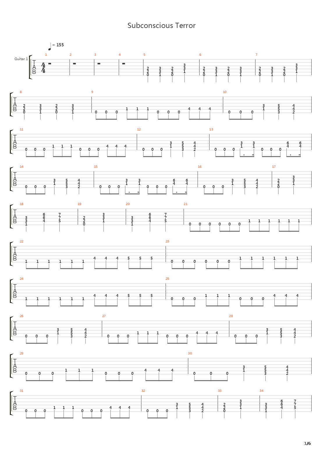 Subconscious Terror吉他谱