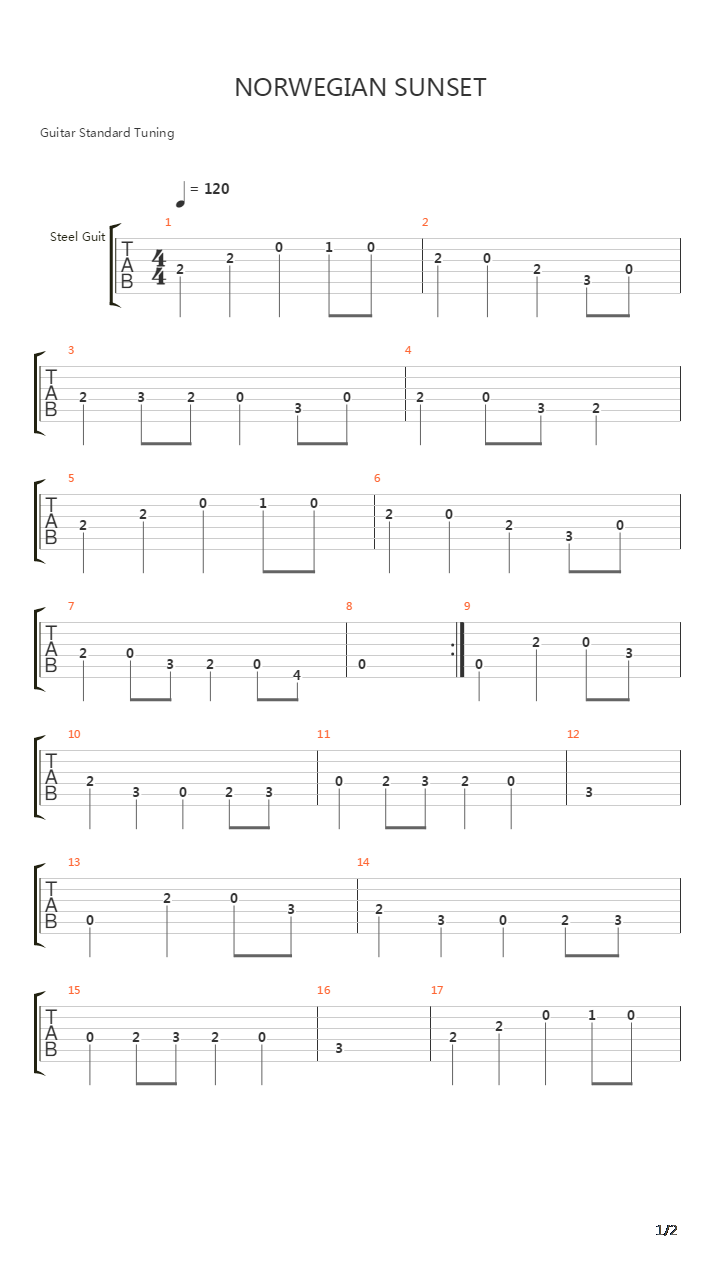 Norwegian Sunset吉他谱