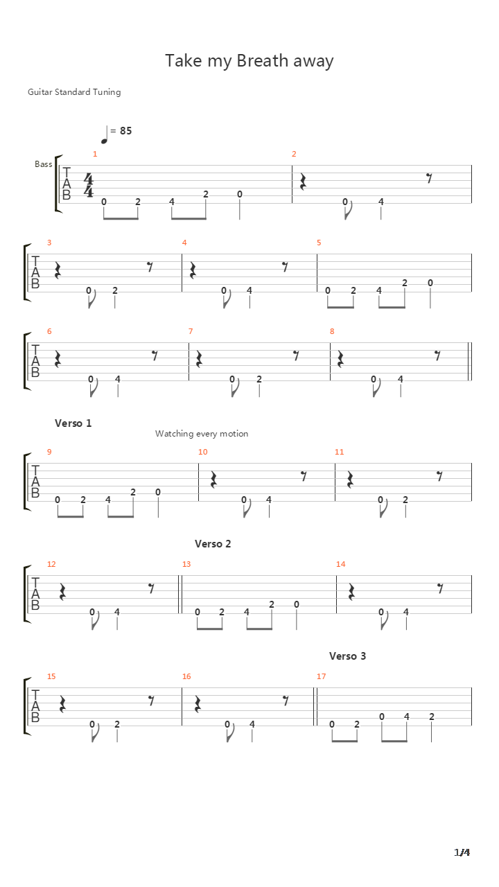 Take My Breath Away吉他谱
