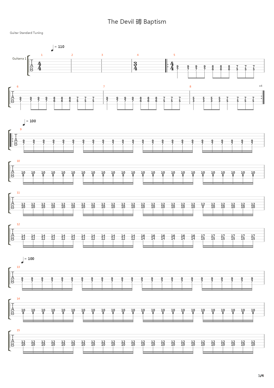 The Devils Baptism吉他谱