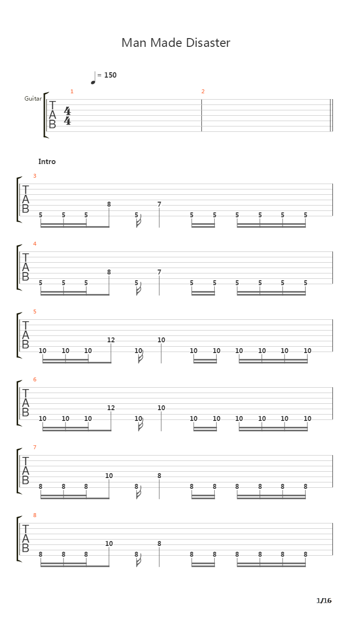 Man Made Disaster吉他谱