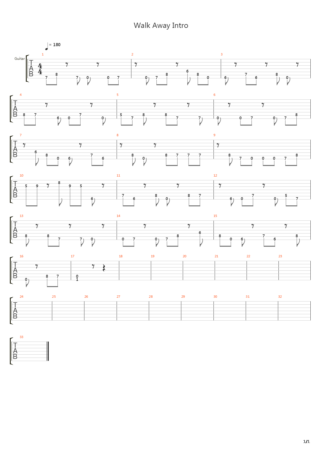 Walk Away吉他谱