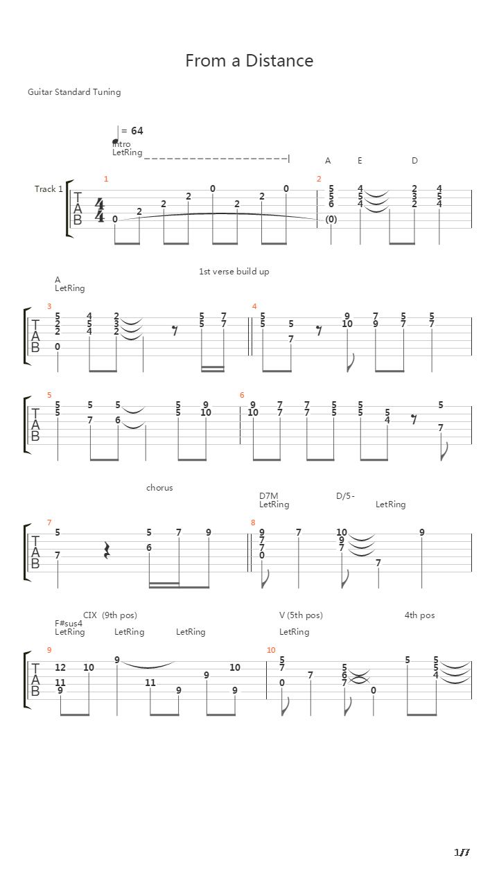 From A Distance吉他谱