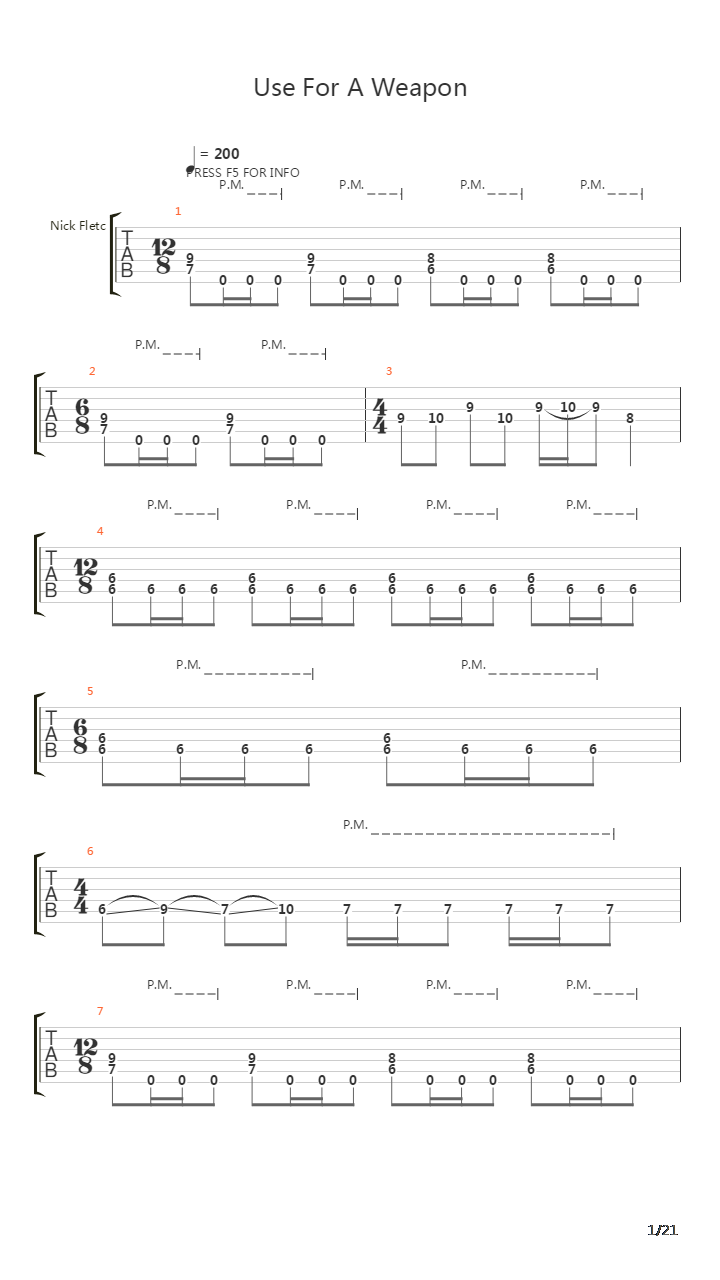 Use Of A Weapon吉他谱