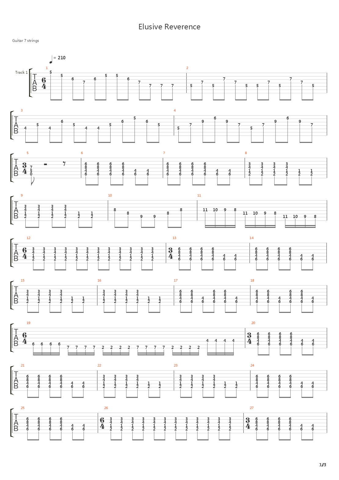 Elusive Reverence吉他谱