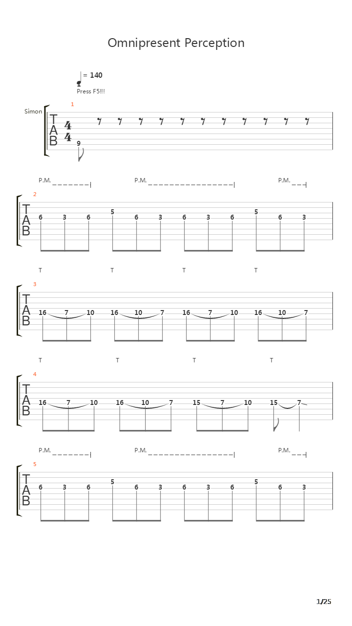 Omnipresent Perception吉他谱