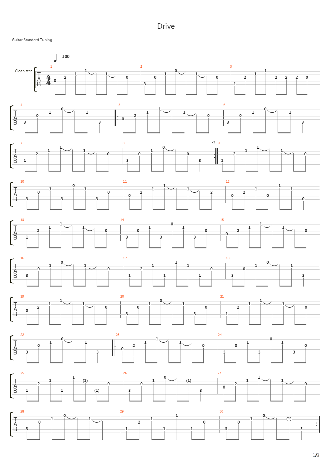 Drive吉他谱