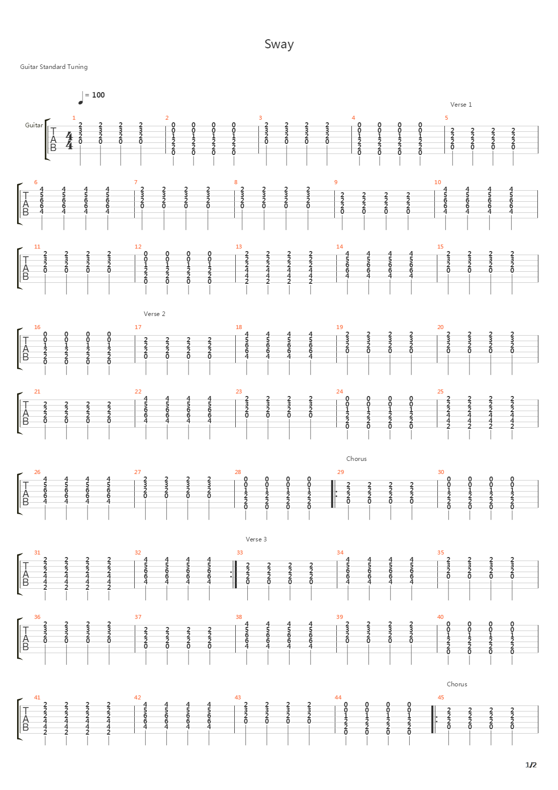 Sway吉他谱