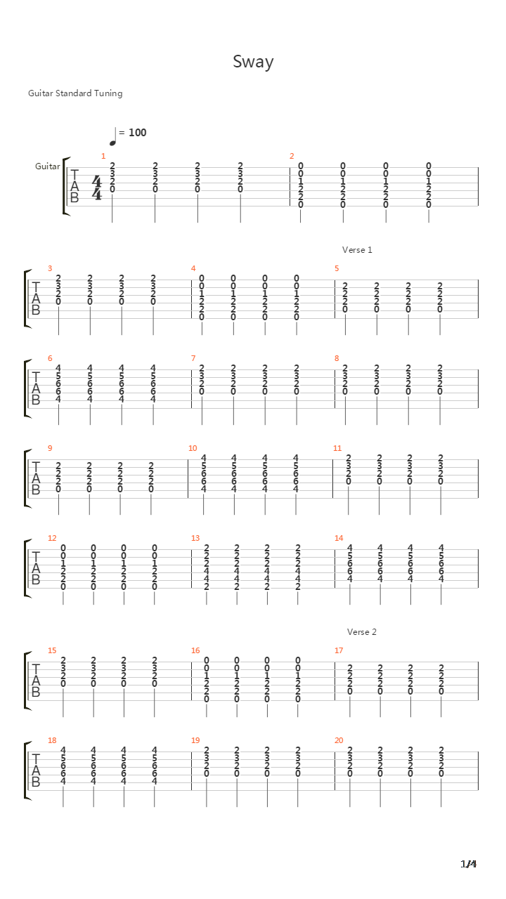 Sway吉他谱