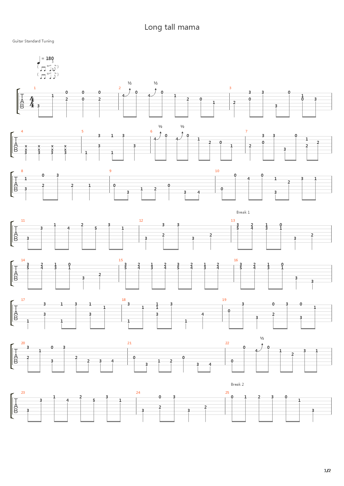 Long Tall Mama吉他谱