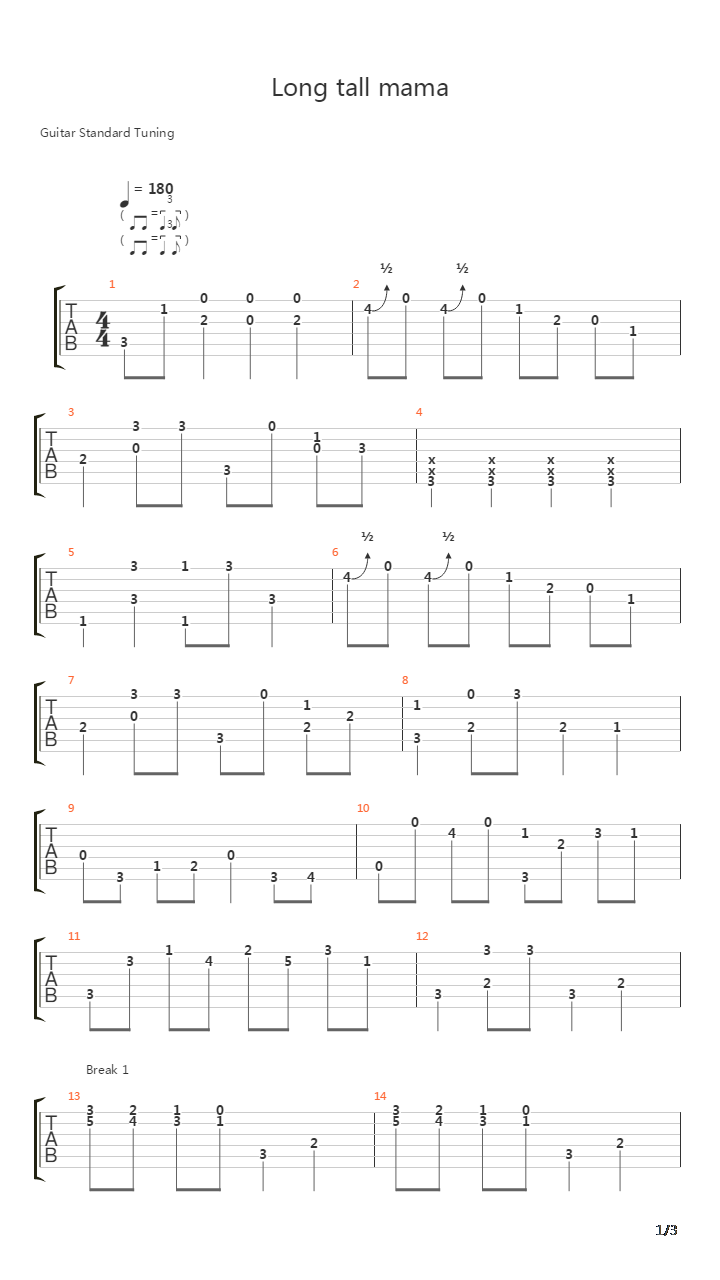 Long Tall Mama吉他谱