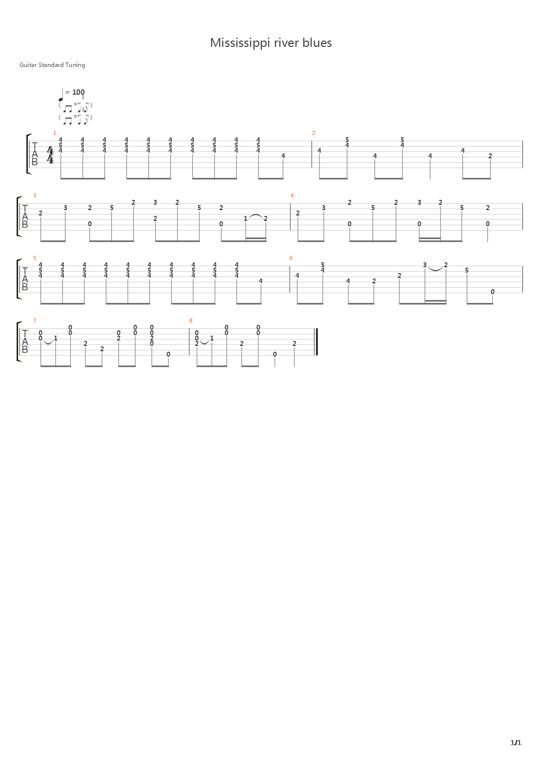 Mississippi River Blues吉他谱