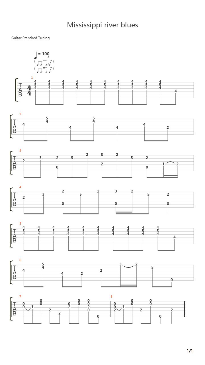 Mississippi River Blues吉他谱