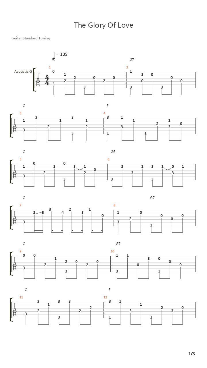 The Glory Of Love吉他谱