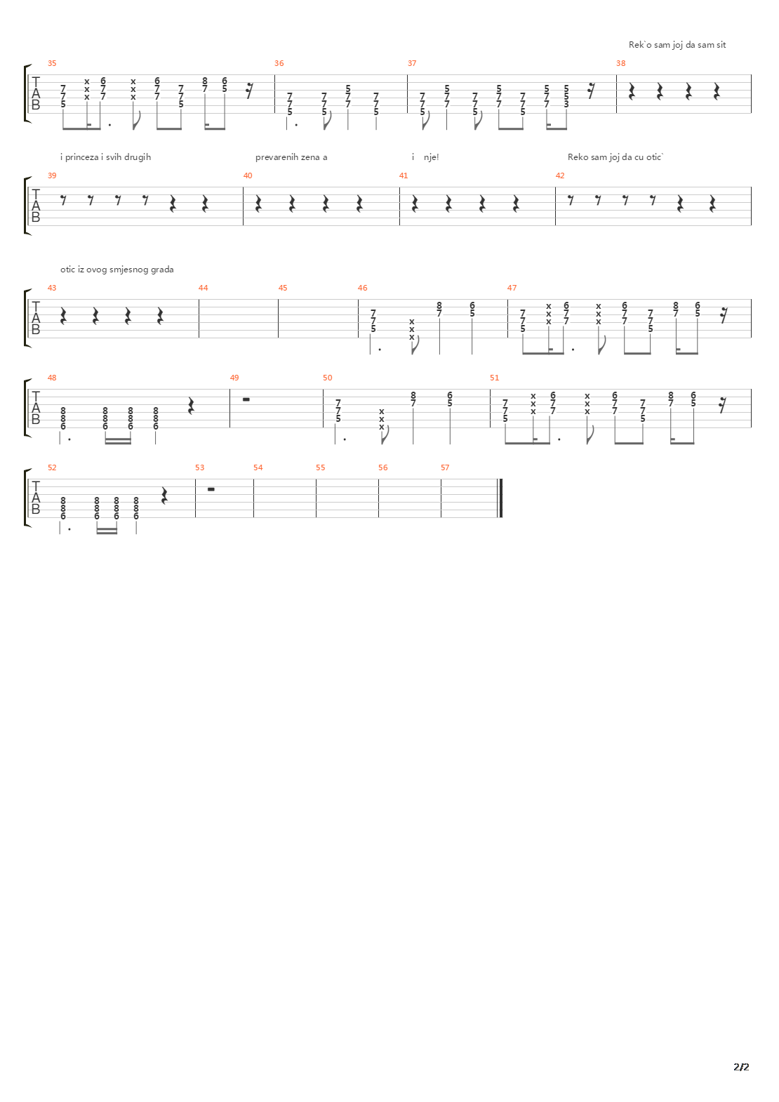 Bitanga I Princeza吉他谱