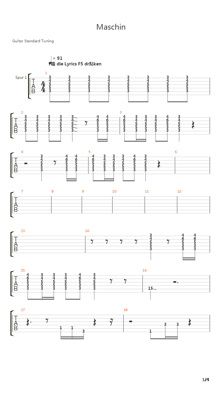 Maschin吉他谱