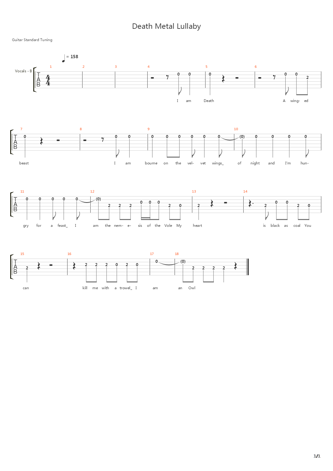 Death Metal Lullaby吉他谱