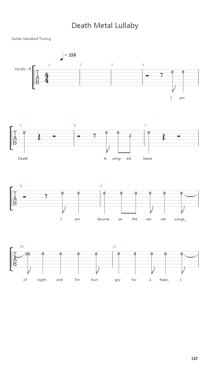 Death Metal Lullaby吉他谱