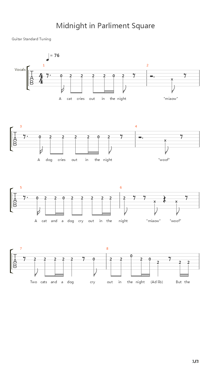 Midnight In Parliament Square吉他谱