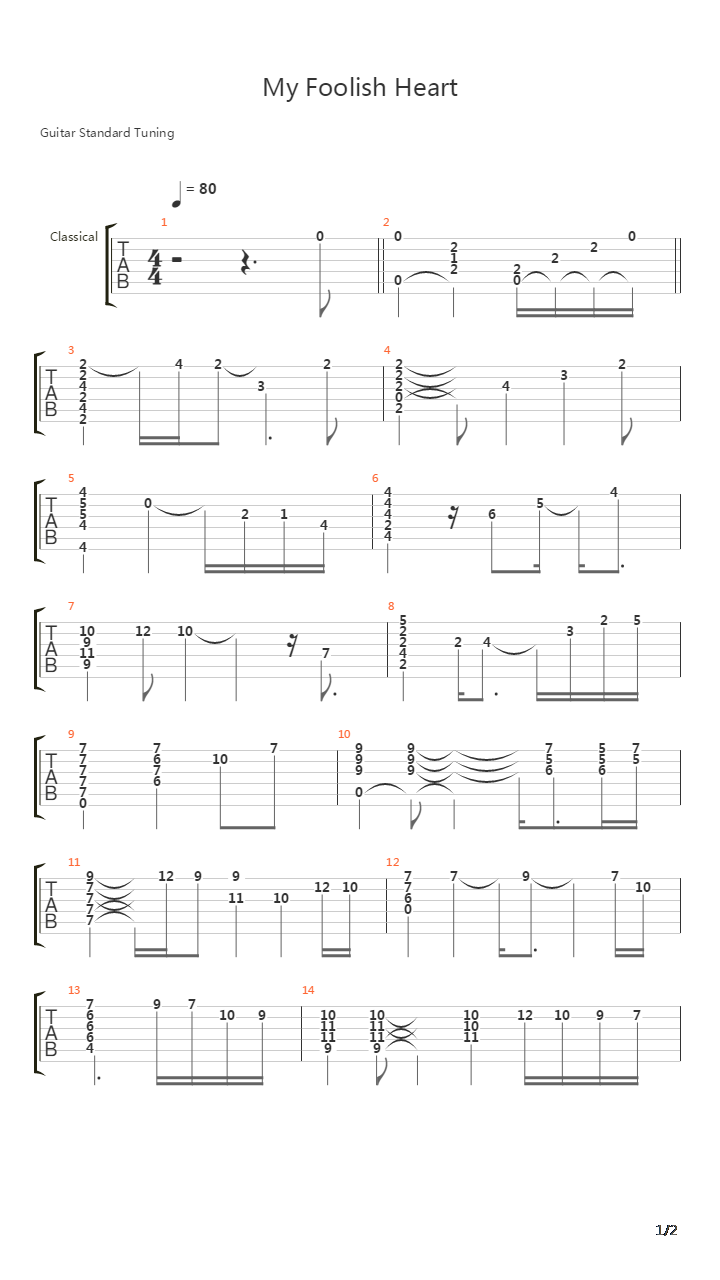 My Foolish Heart吉他谱