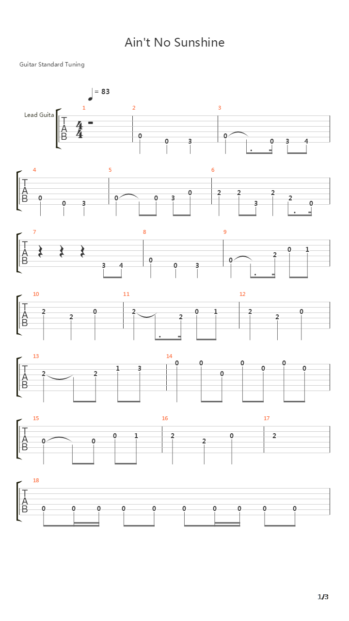 Aint No Sunshine吉他谱