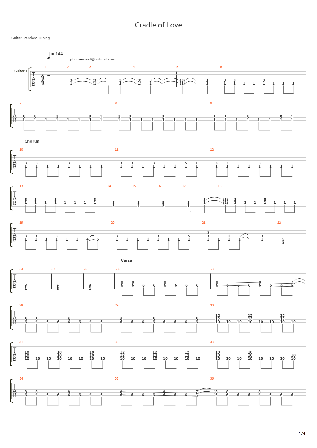 Cradle Of Love吉他谱