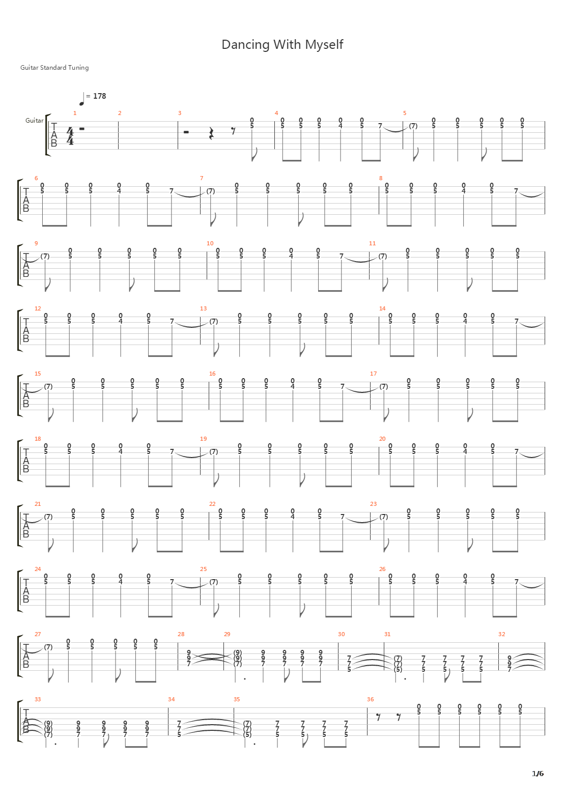 Dancing With Myself吉他谱