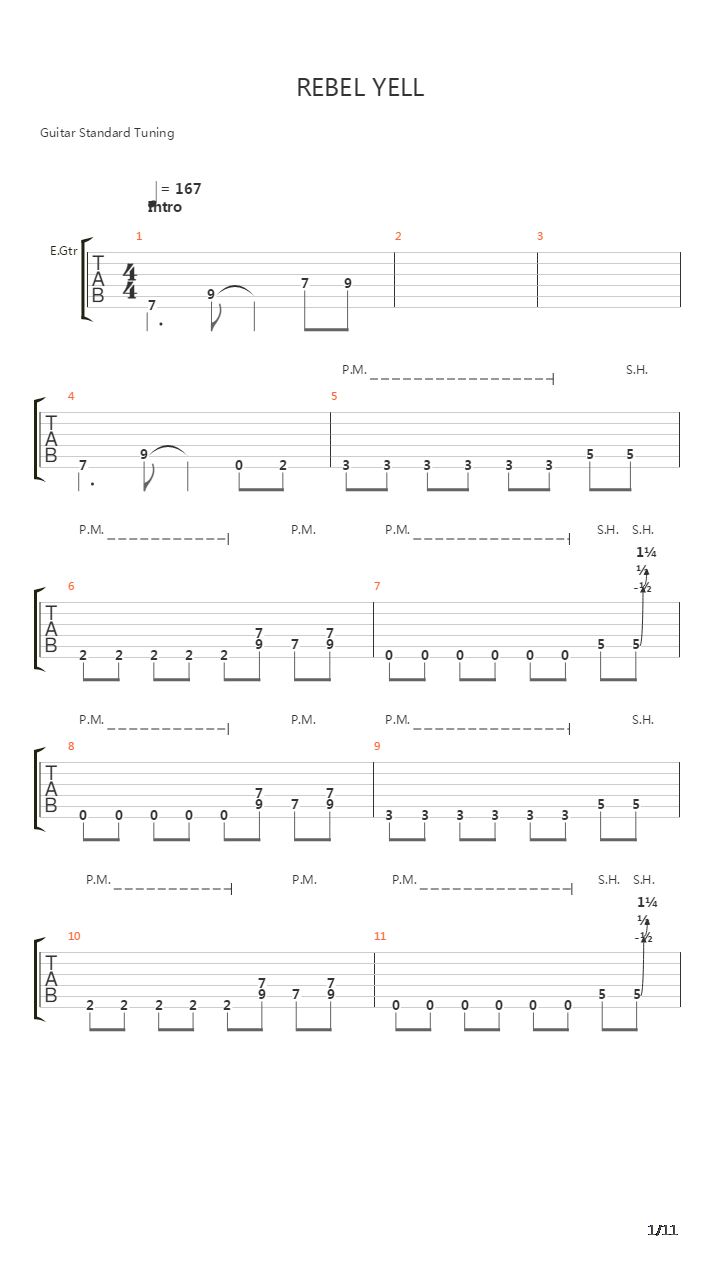 Rebel Yell吉他谱