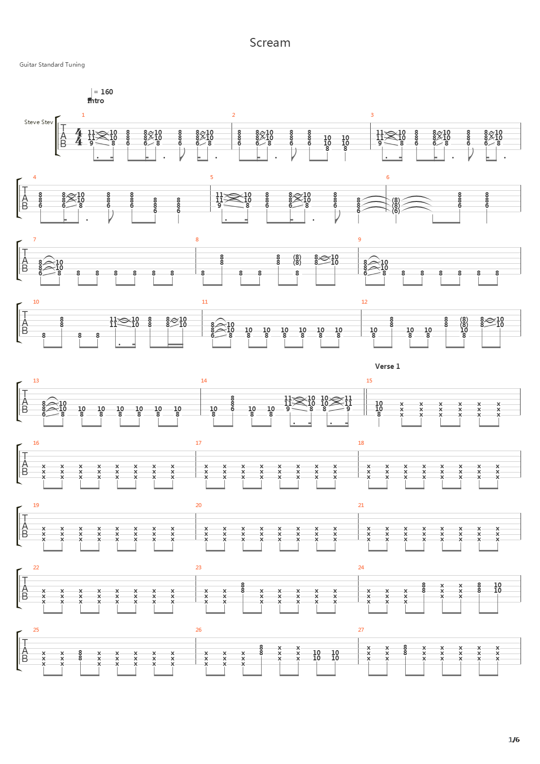 Scream吉他谱