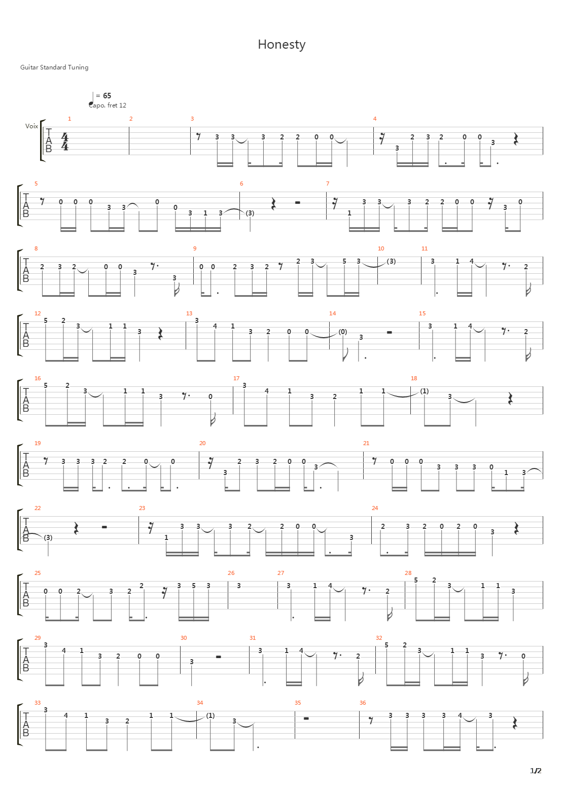 Honesty吉他谱