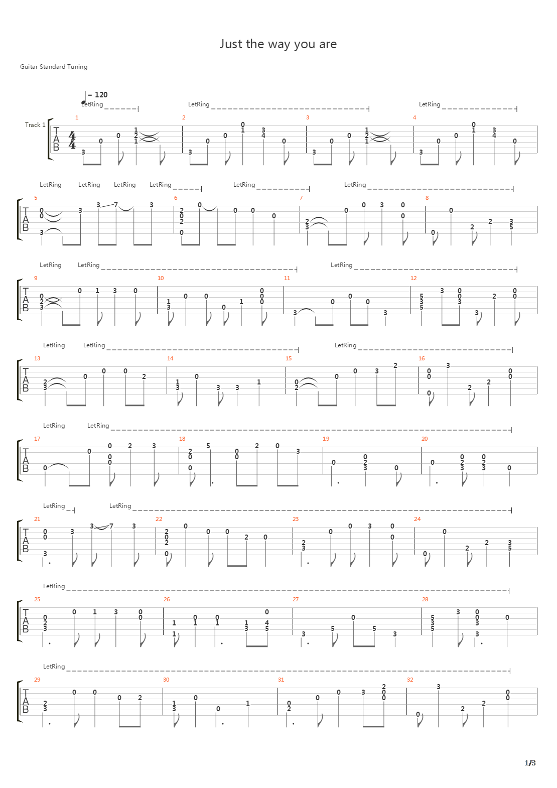 Just The Way You Are吉他谱