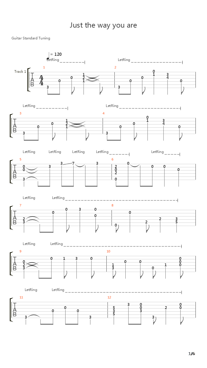 Just The Way You Are吉他谱