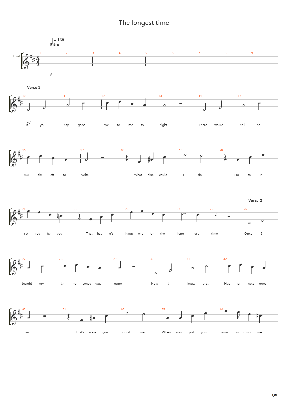 The Longest Time Acapella吉他谱