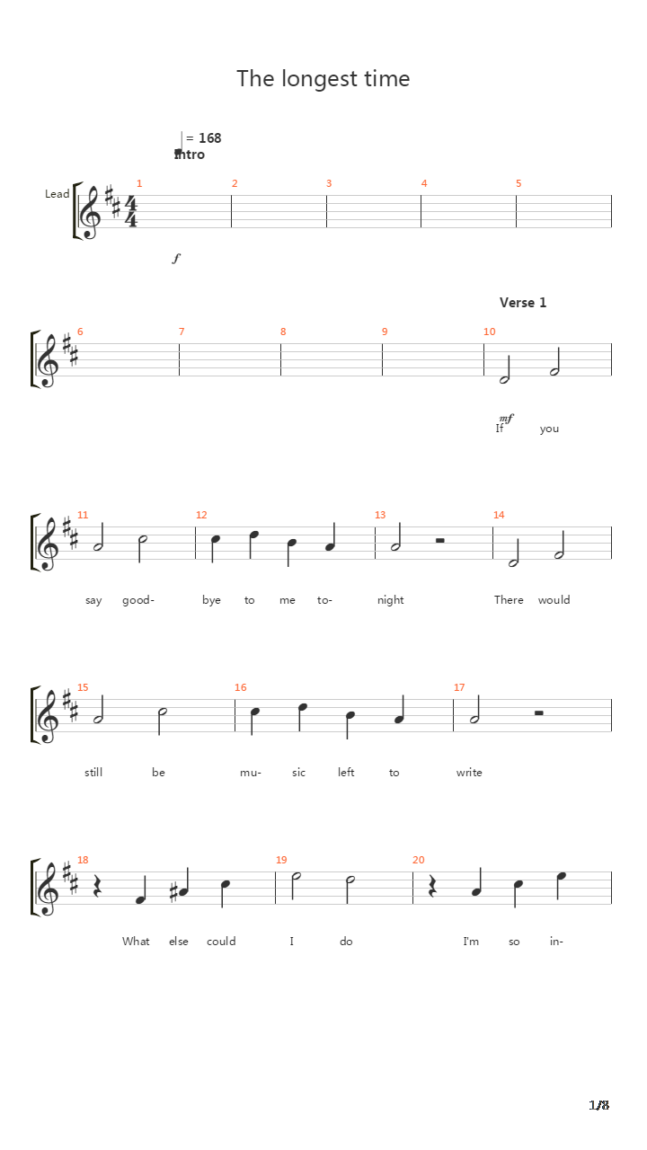 The Longest Time Acapella吉他谱