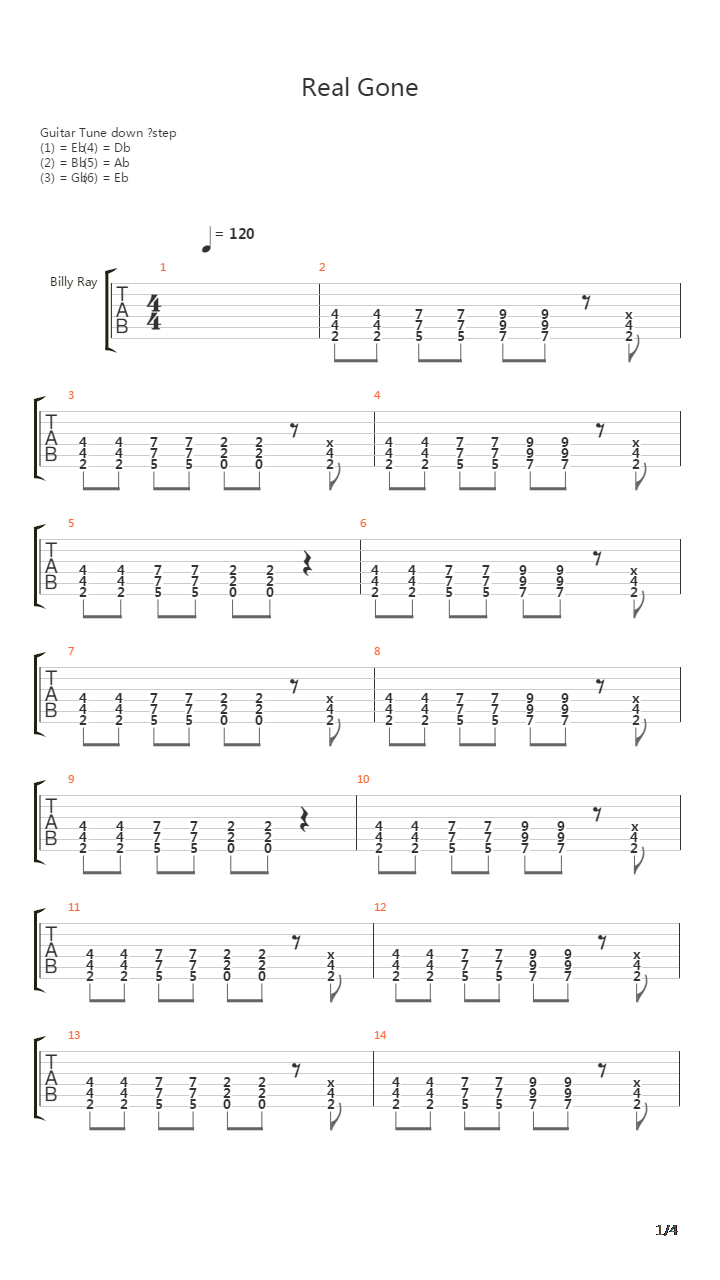 Real Gone吉他谱