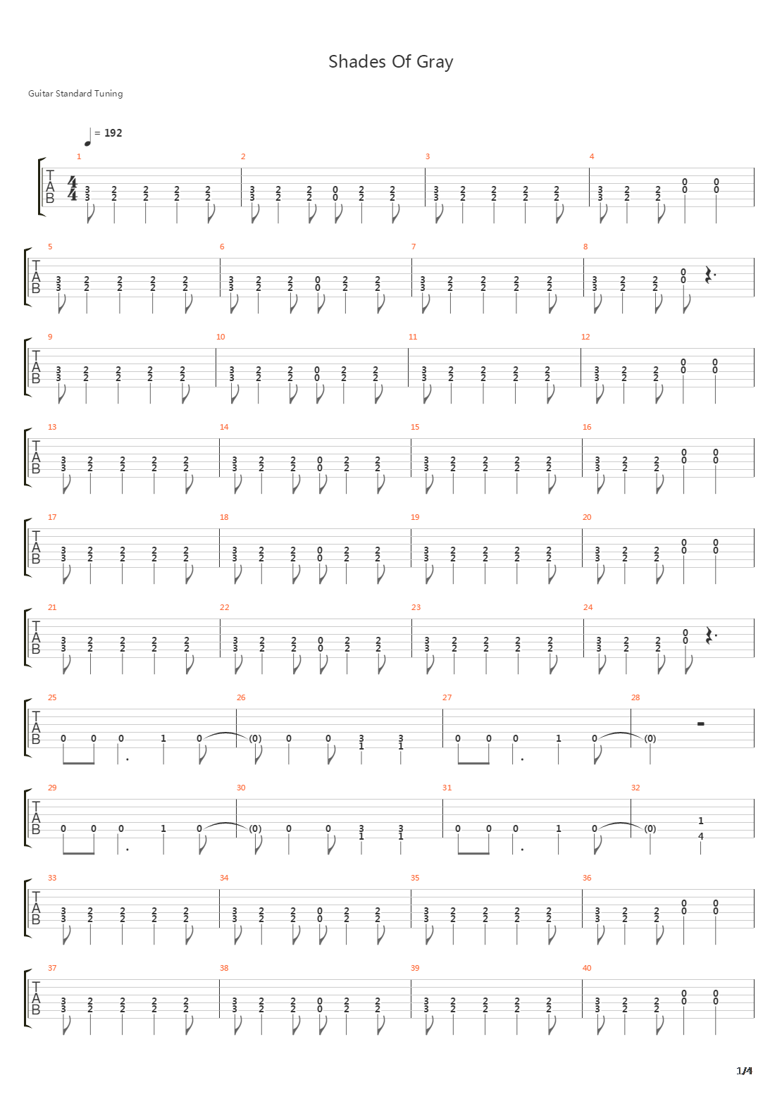 Shades Of Gray吉他谱