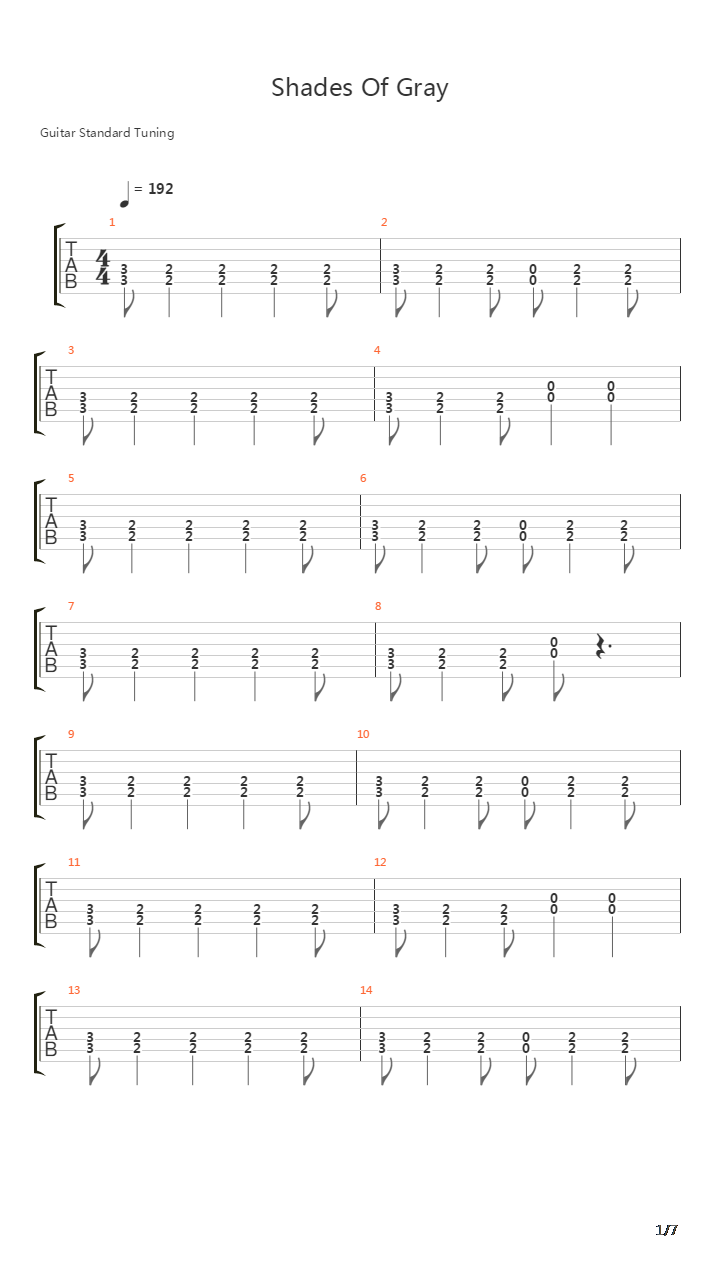 Shades Of Gray吉他谱