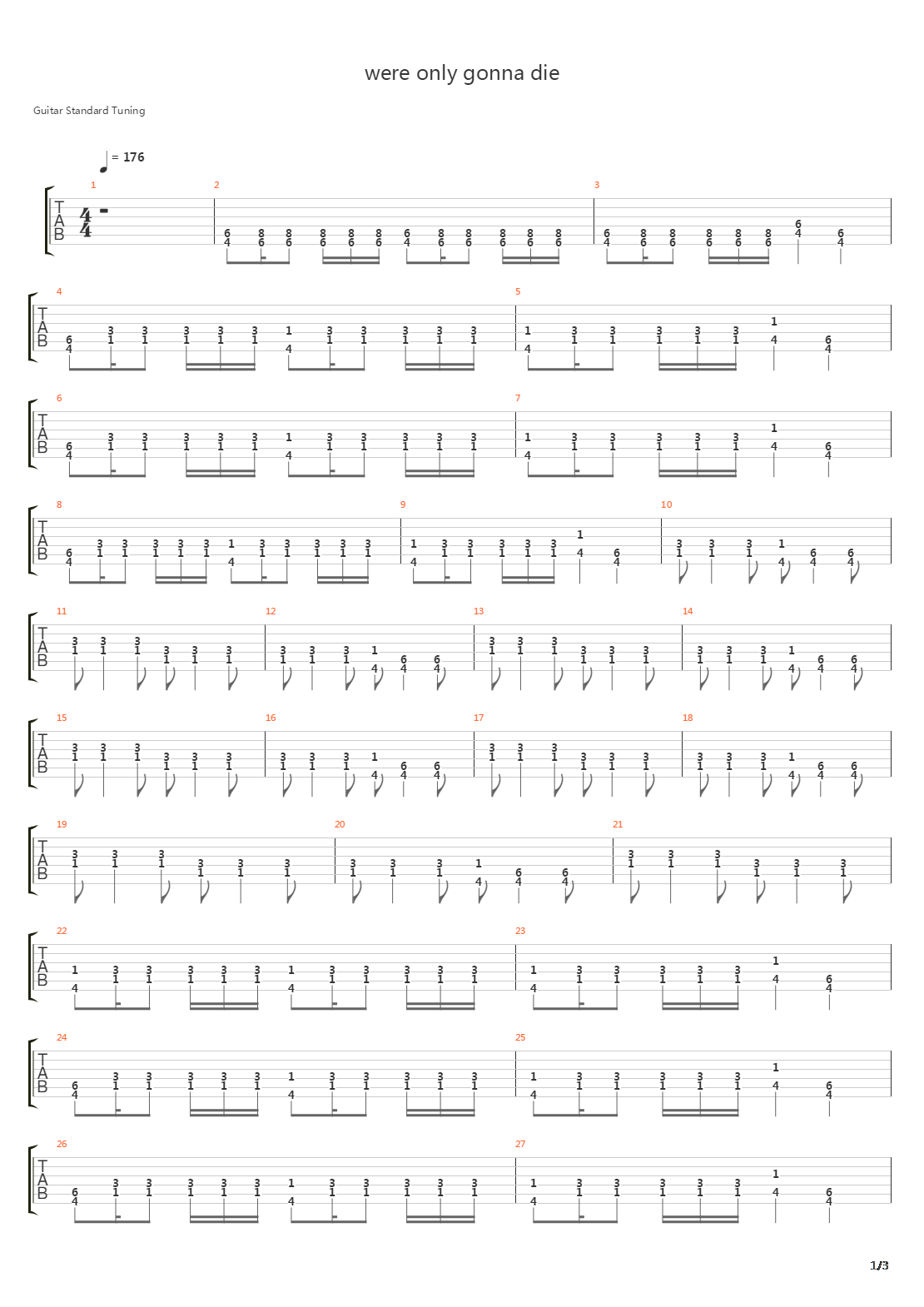 Were Only Gonna Die吉他谱