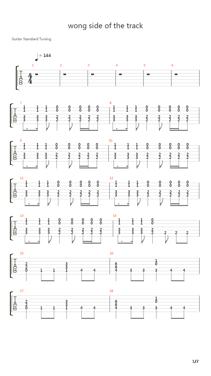 Wrong Side Of The Track吉他谱