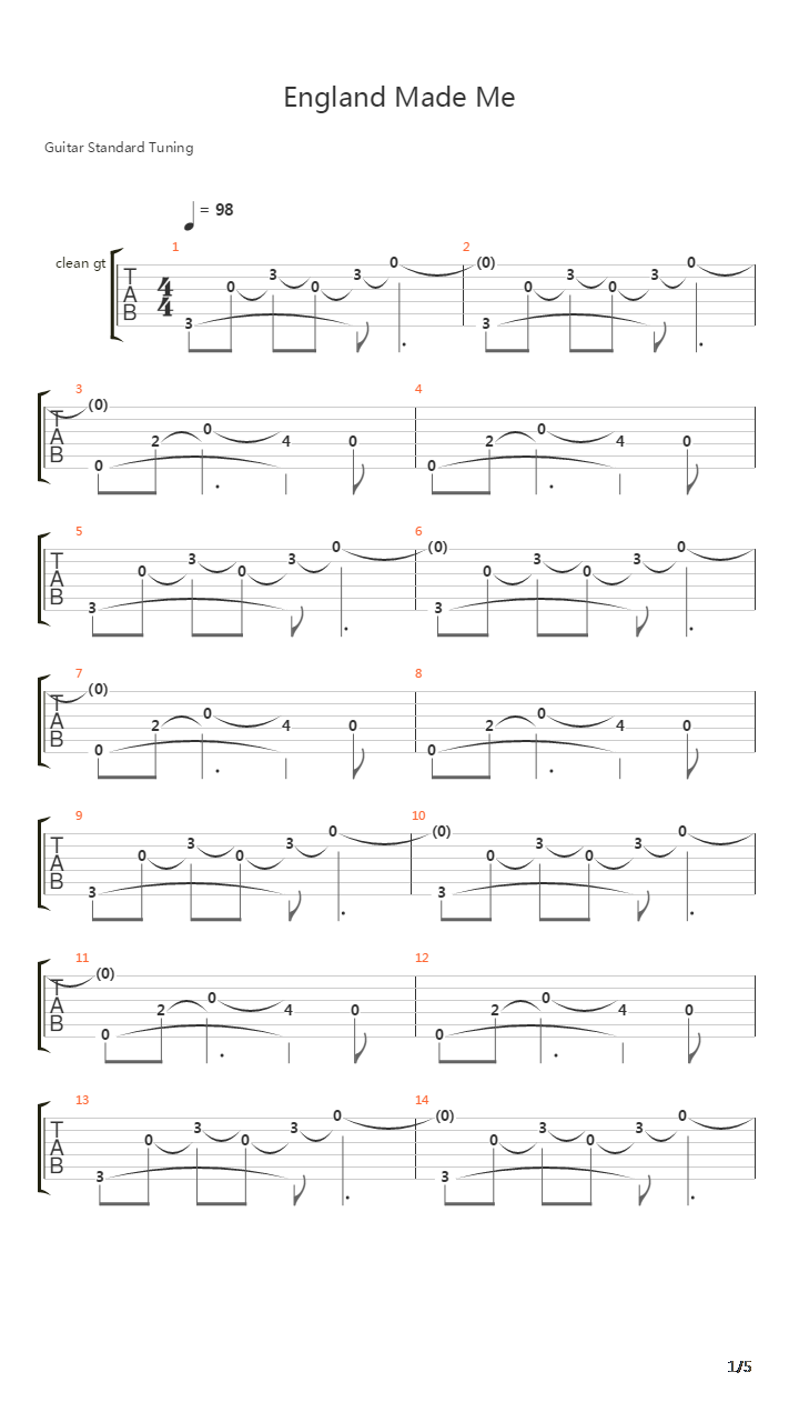 England Made Me吉他谱
