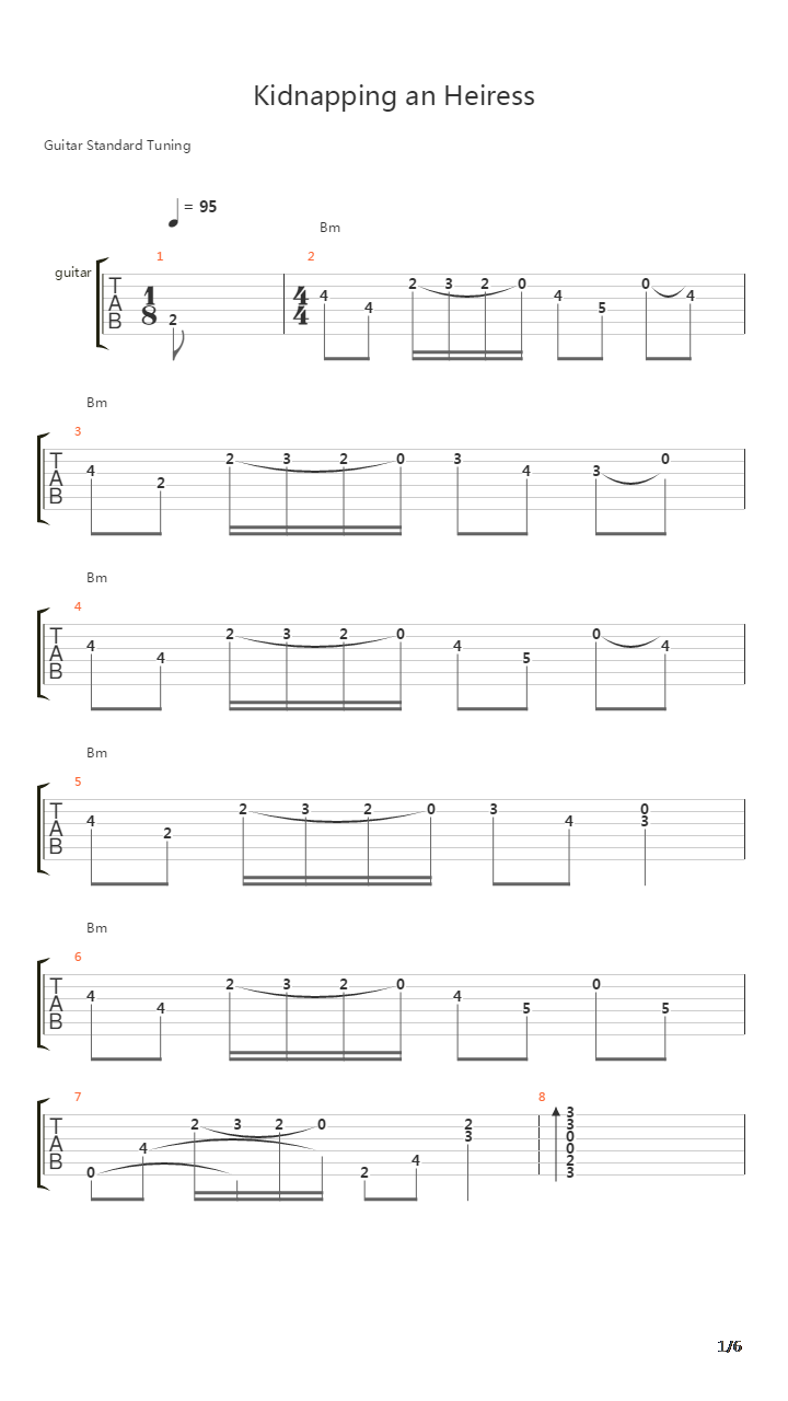 Kidnapping An Heiress吉他谱