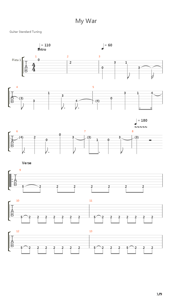 My War吉他谱