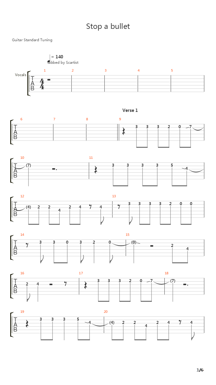 Stop A Bullet吉他谱