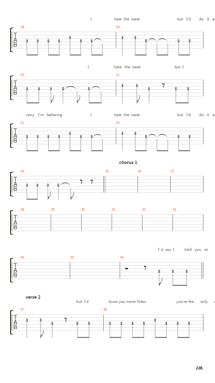 Hate The Taste吉他谱