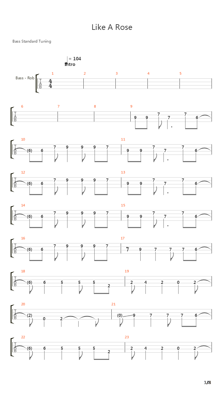Like A Rose吉他谱