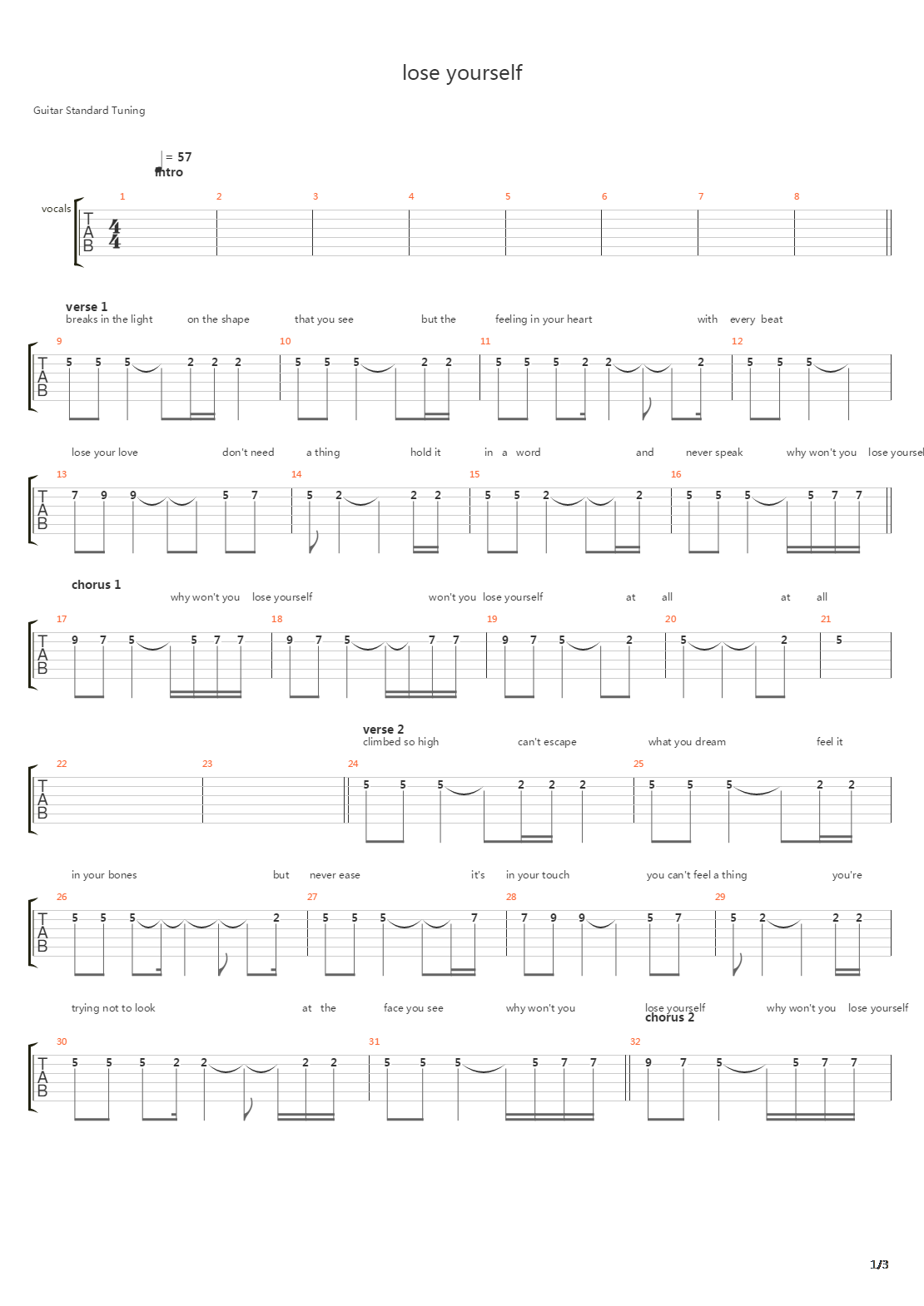 Lose Yourself吉他谱