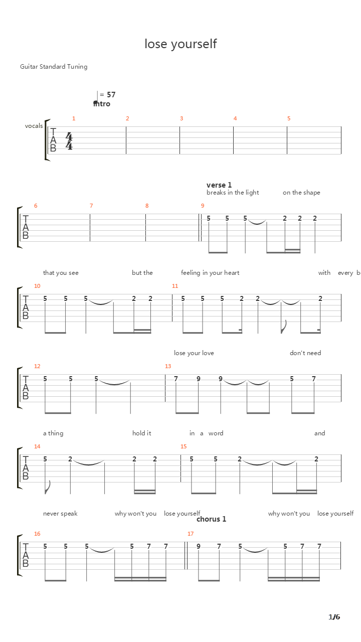 Lose Yourself吉他谱